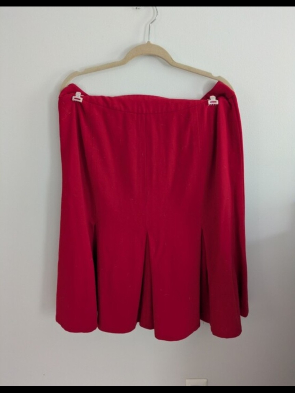 Retro Red Flared Skirt Classic A-Line With Pleats And Drop Waist - Picture 8 of 9
